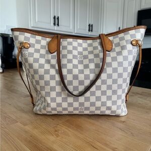 LOUIS VUITTON Damier Azur Neverfull Bag Ballerine Lining with Pochette